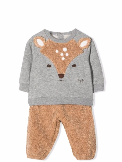 Il Gufo Babies' Reindeer Two Piece Set In Grigio-nocciola