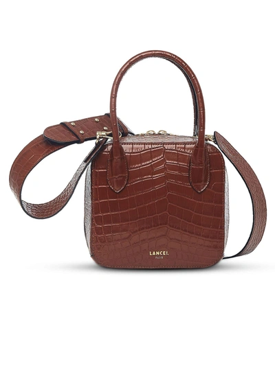 Lancel Alice Brown Shiny Façon Croco Cow Leather In Cammello