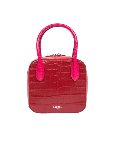 Lancel Alice Red Shiny Façon Croco Cow Leather In Rosso