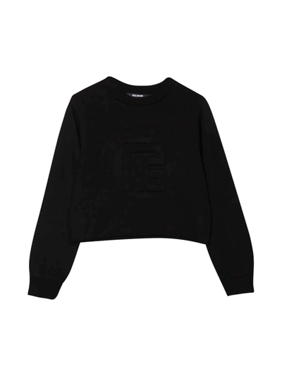 Balmain Kids' Black Sweatshirt With Logo In Nero