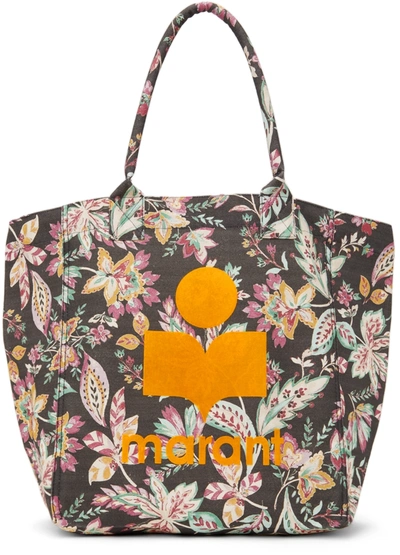 Isabel Marant Yenky Floral-print Logo Tote Bag In 01bk Black