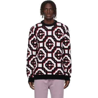 Casablanca 3d Monogrammed Wool-blend Sweater In Red,black,white