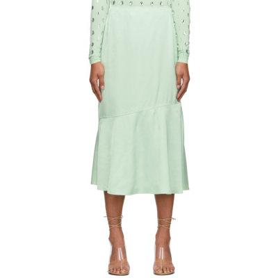 Dries Van Noten Silas Satin Midi Skirt In Mint (green)