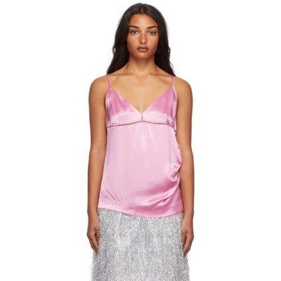 Dries Van Noten Satin Cana Tank Top In 305 Pink