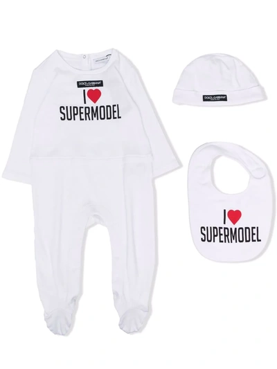 Dolce & Gabbana Babies' I Love Supermodel Pajama In White