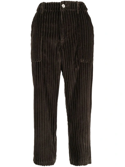 Jejia Cropped Corduroy Trousers In Brown