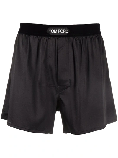 Tom Ford Logo-patch Boxer Briefs In Black