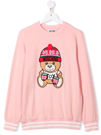 Moschino Kids' Toy Bear Knit Jumper In Pink