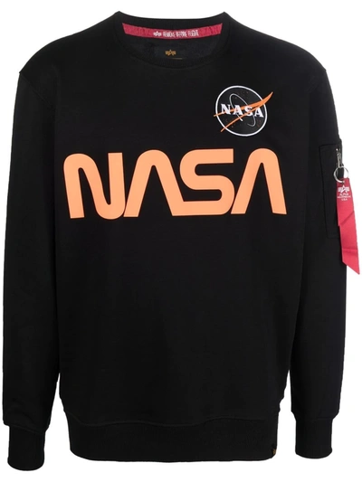 Alpha Industries Logo-print Long-sleeved Jumper In Black