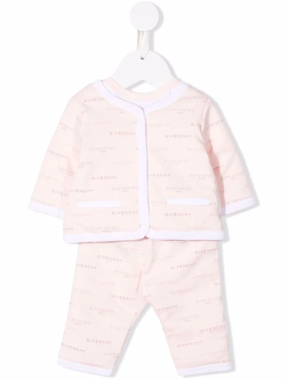 Givenchy Babies' All-over Logo Tracksuit Set In Pink