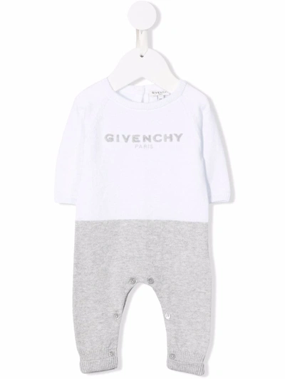 Givenchy Babies' Embroidered Two-tone Romper In White