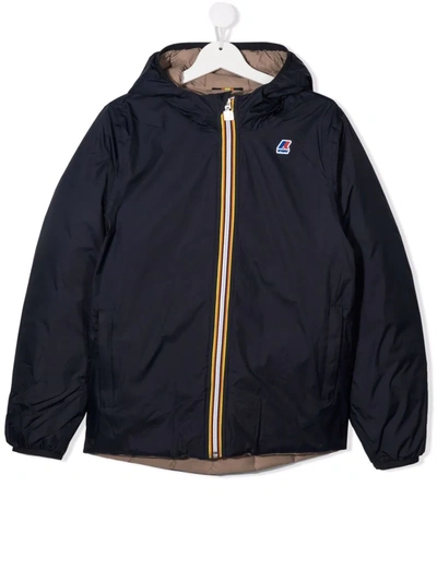 K-way Teen Reversible Down Jacket In Black