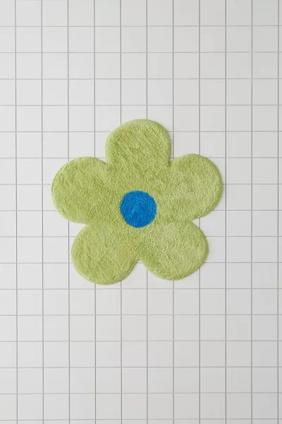 Urban Outfitters Flower Power Bath Mat In Lime