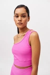 Year Of Ours Ribbed 54 One-shoulder Cropped Top In Rose