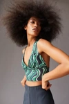Urban Outfitters Uo Phoenix Plunging Tie-back Tank Top In Green