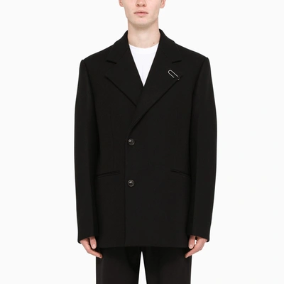 Off-white Black Double-breasted Short Coat
