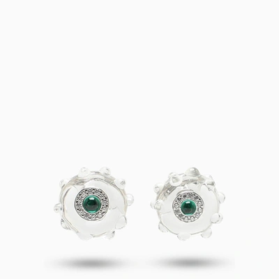 Bottega Veneta Glass Earring With Zircons In Transparent