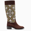 Aquazzura Petra 45mm Suede Boots In Multicolor