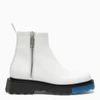 Off-white Sponge Sole Leather Zip Boots In White