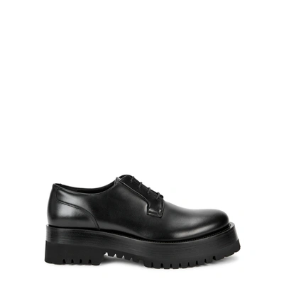 Valentino Garavani Black Leather Derby Shoes In Black
