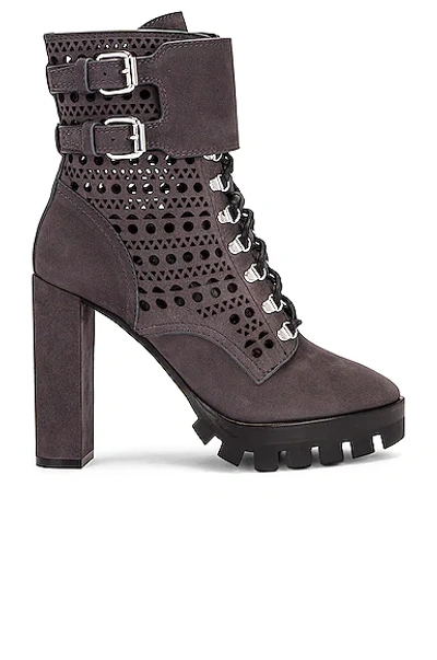 Alaïa Perforated Military Boots In Cendre
