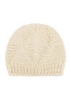 Bottega Veneta Cable Knit Wool Beanie In Chalk