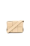 Bottega Veneta Card Case With Strap In Porridge & Gold