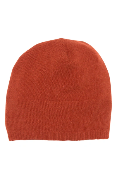 Portolano Slouchy Cashmere Knit Beanie In Rust