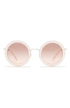 Miu Miu 48mm Round Oversized Sunglasses In Opal Pink Dark Brown