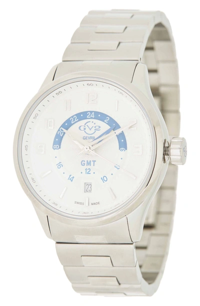 Gevril Men's Giromondo Silver Dial Bracelet Watch In Stainless Steel