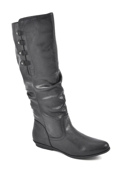 White Mountain Francie Knee High Boot In Black/tumbled/smooth