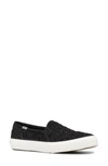 Keds ® 'double Decker' Slip-on Sneaker In Black Eyelet Fabric