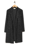 Melloday Soft Knit Topper Coat In Blk Gry Leopard