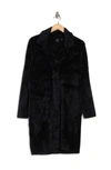Evolution By Cyrus Faux Fur Notch Lapel Coat In Black