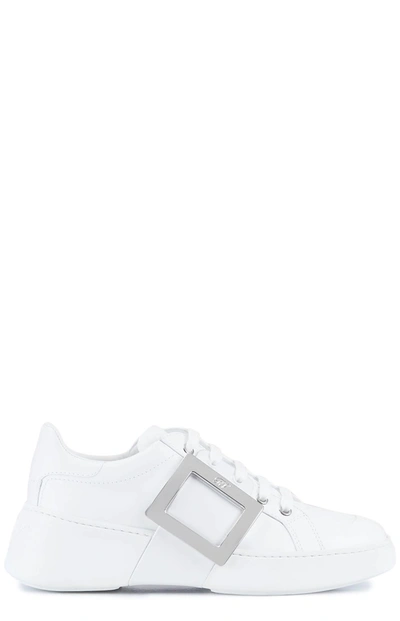 Roger Vivier Viv' Skate Metal Buckle Sneakers In White