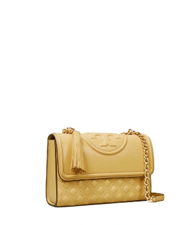 Tory Burch Fleming Convertible Shoulder Bag In Beeswax