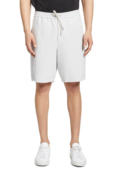 Theory Ryder Relay Jersey Side Stripe Drawstring Shorts In White Opal