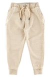 Miki Miette Kids' Ziggy Frayed Joggers In Oatmeal