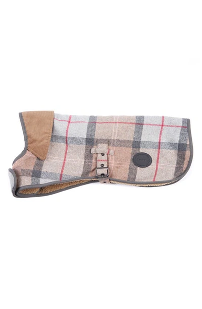 Barbour Tartan Dog Coat In Taupe/ Pink Tartan