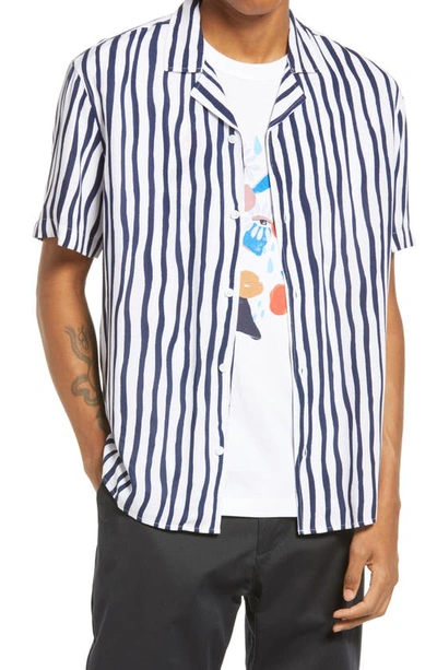 Nordstrom Cristina Martinez Gender Inclusive Button-up Shirt In White Vertical Paint Stripe