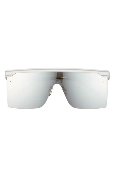 Dior Men's Club M1u Shield Sunglasses In White / Smoke Mirror