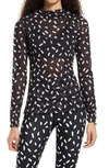 Nordstrom Cristina Martinez Mesh Top In Black Sprinkle Dot