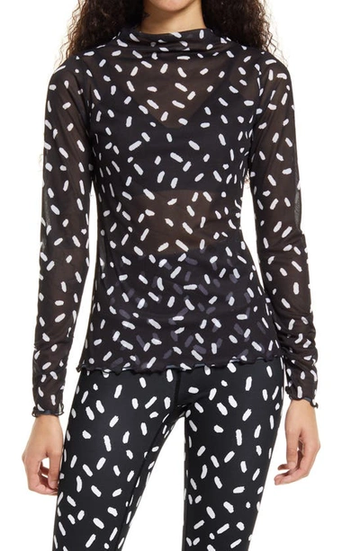 Nordstrom Cristina Martinez Mesh Top In Black Sprinkle Dot