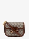 Gucci Horsebit 1955 Mini Leather-trimmed Shoulder Bag In Beige