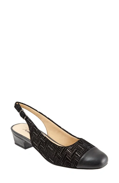 Trotters 'dea' Slingback In Black/ Black Leather