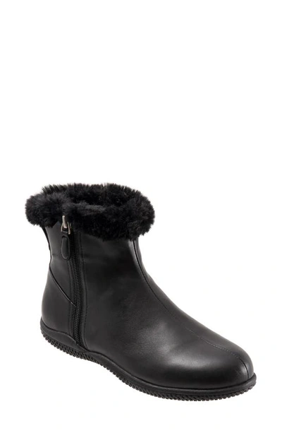 Softwalkr Helena Faux Fur Bootie In Black Leather