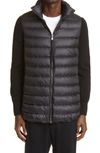 Moncler Quilted Down & Wool Long Cardigan In Black