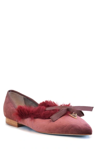 Valentina Rangoni Zaffiro Faux Fur Flat In Mauve Damascato