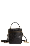 Saint Laurent Vanity Case Quilted Leather Top Handle Bag In Black