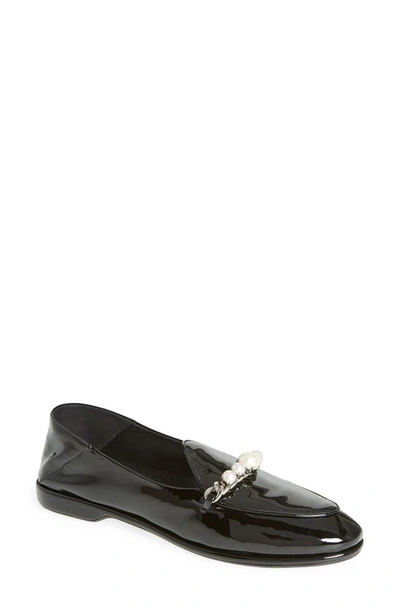 Miu Miu Imitation Pearl Chain Convertible Loafer In Black